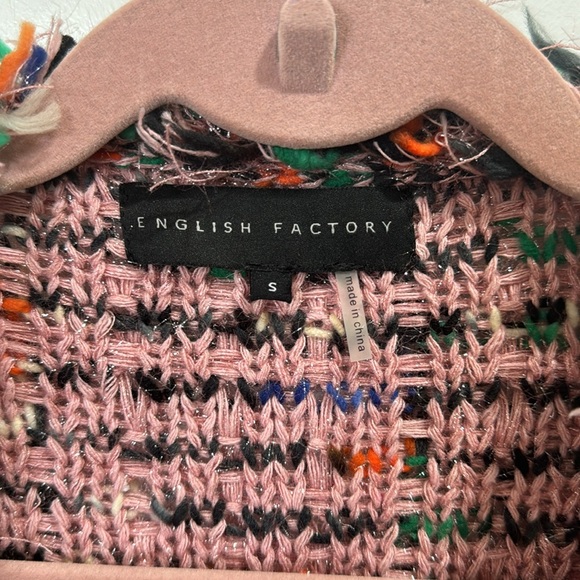 ENGLISH FACTORY PINK TWEED BOLERO SWEATER JACKET SMALL - Picture 7 of 11